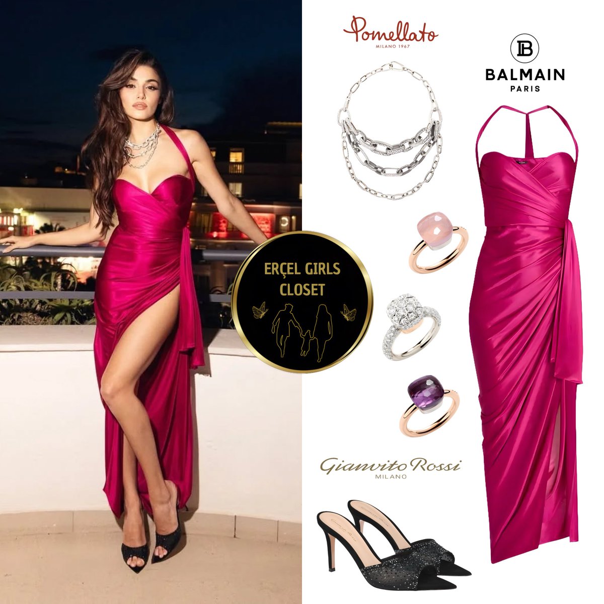 ErcelGirlCloset's tweet photo. ∎ @HandeErcel at the Festival De Cannes 2025✨
(14-05-2025)

❥ Jewelry: Pomellato

❥ Flowing Draped Interlock Jersey Dress: @Balmain 
2.290€

❥ Rania Mule 85 Heels: Gianvito Rossi
1.190€

Styling: İnan Kirdemir

#HandeErçel ʚĭɞ #ErçelGirlsCloset https://t.co/6G4LAsSE6W