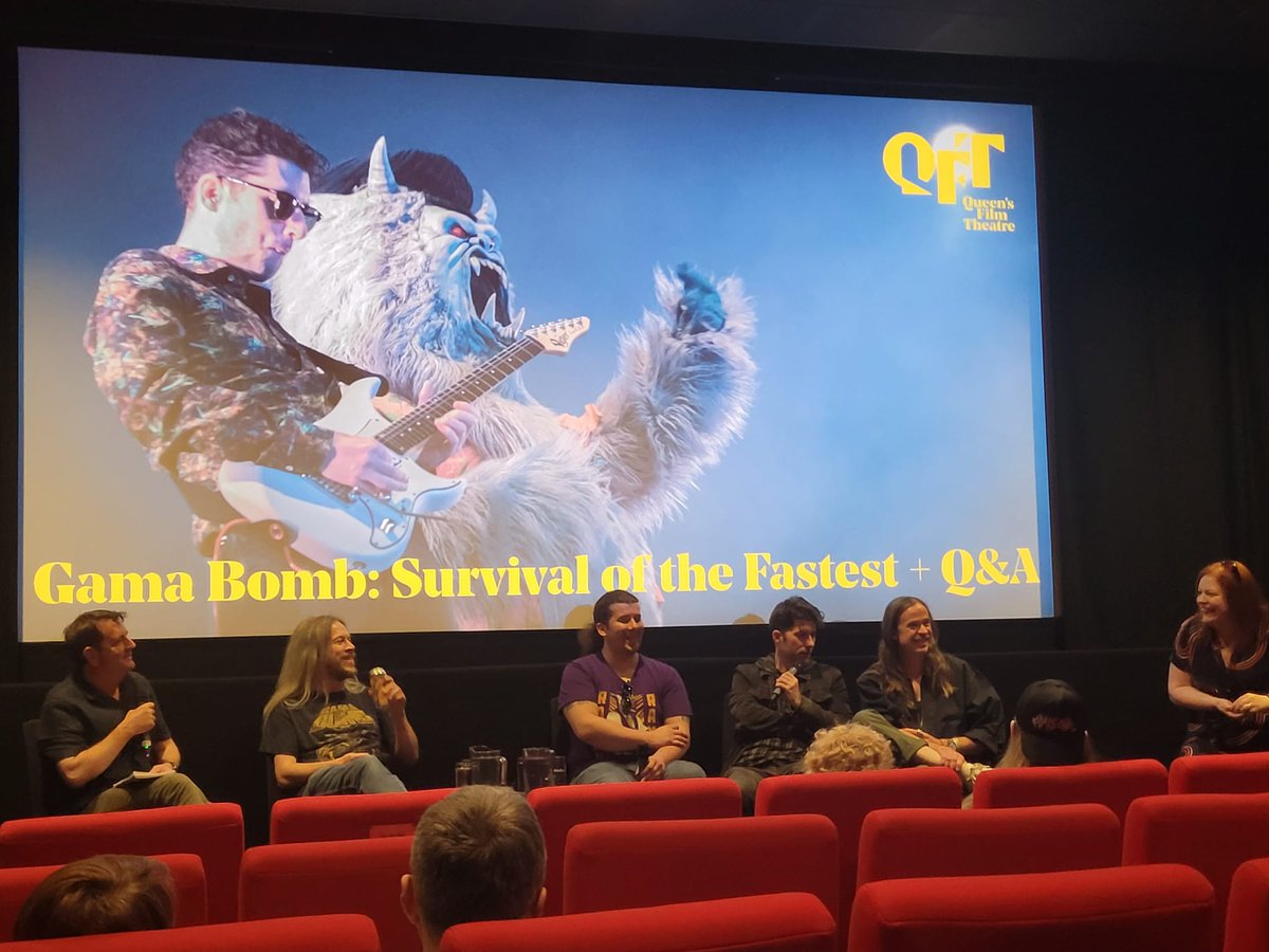 Hugh Odling-Smee (@smeeho7) on Twitter photo An absolute pleasure to host a Q&A with the mighty <a href="/gamabomb/">GAMA BOMB</a>, <a href="/gunnsara/">Sara Gunn-Smith</a> and <a href="/whoismrbishop/">~Kiran Acharya</a> after a screening of <a href="/gamabombfilm/">Survival Of The Fastest</a>. Two more screenings at QFT tomorrow and Tuesday. It's a really lovely documentary about art, pandemics and camaraderie. An absolute pleasure to host a Q&A with the mighty <a href="/gamabomb/">GAMA BOMB</a>, <a href="/gunnsara/">Sara Gunn-Smith</a> and <a href="/whoismrbishop/">~Kiran Acharya</a> after a screening of <a href="/gamabombfilm/">Survival Of The Fastest</a>. Two more screenings at QFT tomorrow and Tuesday. It's a really lovely documentary about art, pandemics and camaraderie.