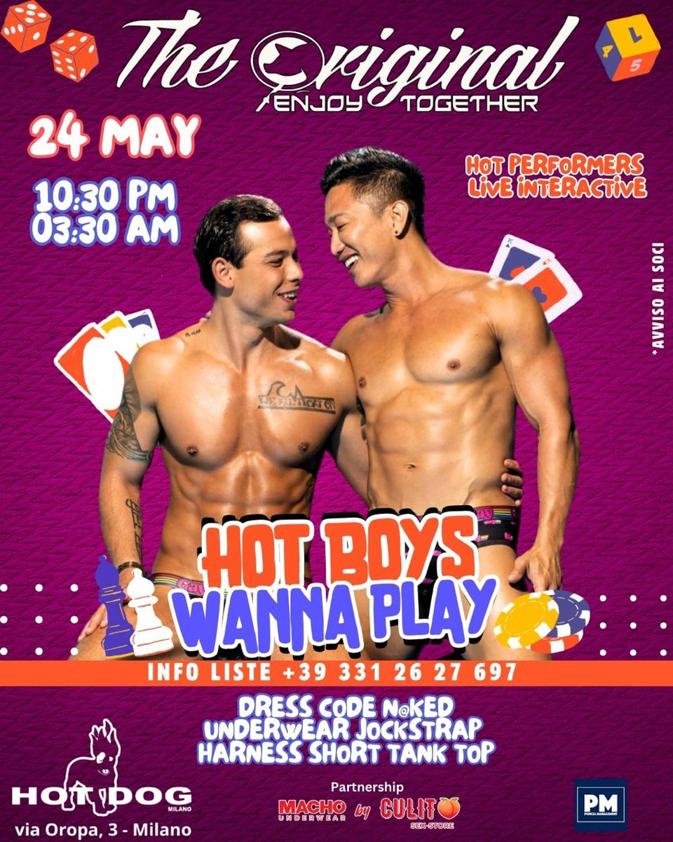 HOT DOG CLUB MILANO (@hotdogclubmilan) on Twitter photo MAR 20 LABYRINTH MASK hotdogclubmilano.it/evento/martediā¦
MER 21 C-BAR hotdogclubmilano.it/evento/mercoleā¦
GIO 22 N@K&D & UNDERWEAR hotdogclubmilano.it/evento/giovediā¦
VEN 23 C-BAR hotdogclubmilano.it/evento/venerdiā¦
SAB 24 THE ORIGINAL ENJOY TOGETHER hotdogclubmilano.it/evento/the-oriā¦
DOM 25 LMDV hotdogclubmilano.it/evento/lmdv-do⦠MAR 20 LABYRINTH MASK hotdogclubmilano.it/evento/martediā¦
MER 21 C-BAR hotdogclubmilano.it/evento/mercoleā¦
GIO 22 N@K&D & UNDERWEAR hotdogclubmilano.it/evento/giovediā¦
VEN 23 C-BAR hotdogclubmilano.it/evento/venerdiā¦
SAB 24 THE ORIGINAL ENJOY TOGETHER hotdogclubmilano.it/evento/the-oriā¦
DOM 25 LMDV hotdogclubmilano.it/evento/lmdv-doā¦
