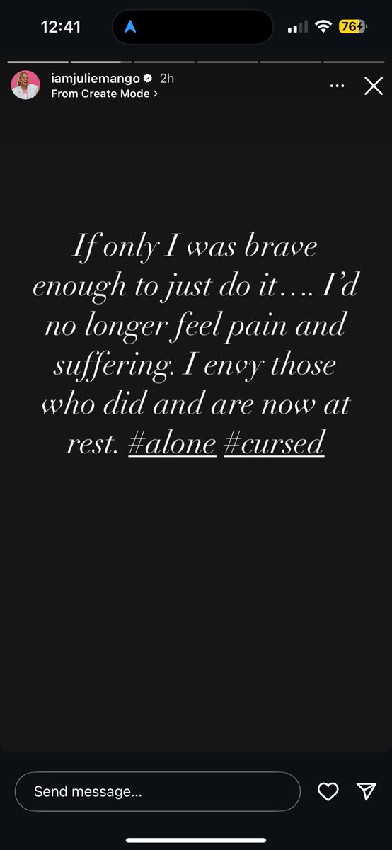_romeko's tweet photo. Sending lots of hugs and prayers to @iamjuliemango. God has not turned His back on you; He’s not done with you. Please reach out to her and send positive energy her way 🙏🏾.  This breaks my heart 😢 https://t.co/mxd9YZG2Wv