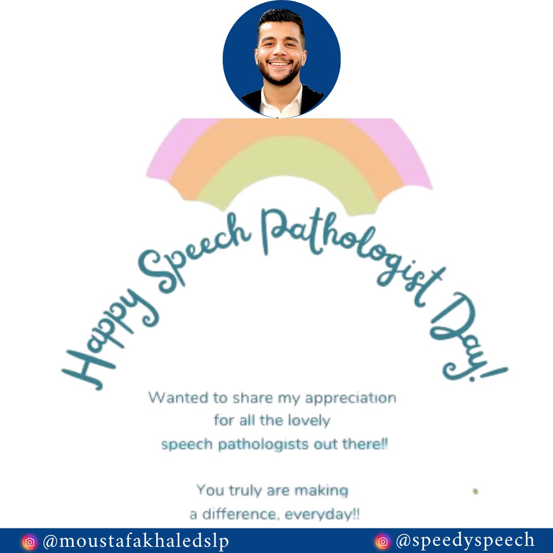 speedy_speech's tweet photo. Happy National Speech-Language Pathologist Day! 🎉 Today we celebrate the incredible work of SLPs who help others find their voice and communicate with confidence. Show some love to your favorite SLP today!

Moustafa Khaled 
Speech-Language Pathologist 
Adult &amp; Pediatric  SLP https://t.co/c7rMrOK1Vf