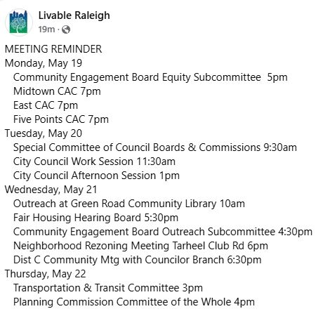 Meeting Reminder
#RalPol <a href="/wakedems/">Wake County Democratic Party</a> <a href="/WakeDemWomen/">Dem. Women of Wake</a> <a href="/Wake_YD/">Wake Young Democrats</a> <a href="/wcbscnc/">Wake County Black Student Coalition</a> <a href="/WRAL/">WRAL NEWS in NC</a> <a href="/WNCN/">CBS 17</a> <a href="/ABC11_WTVD/">ABC11 EyewitnessNews</a> <a href="/SpecNews1RDU/">Spectrum News 1 RDU</a> 
Bluesky: bsky.app/profile/livabl…

Details: livableraleigh.com/calendar-full/