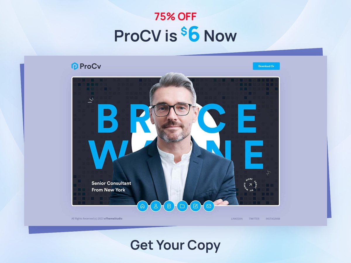 eThemeStudio's tweet image. 🚀 ProCv – Only $6!
Built for AI, ML &amp;amp; Tech pros.
Showcase your skills in style.
🎯 75% OFF – Limited Time!
👉 shorturl.at/6kRmc
#ProCv #TechCV #HTMLTemplate #AIResume #WebDesign