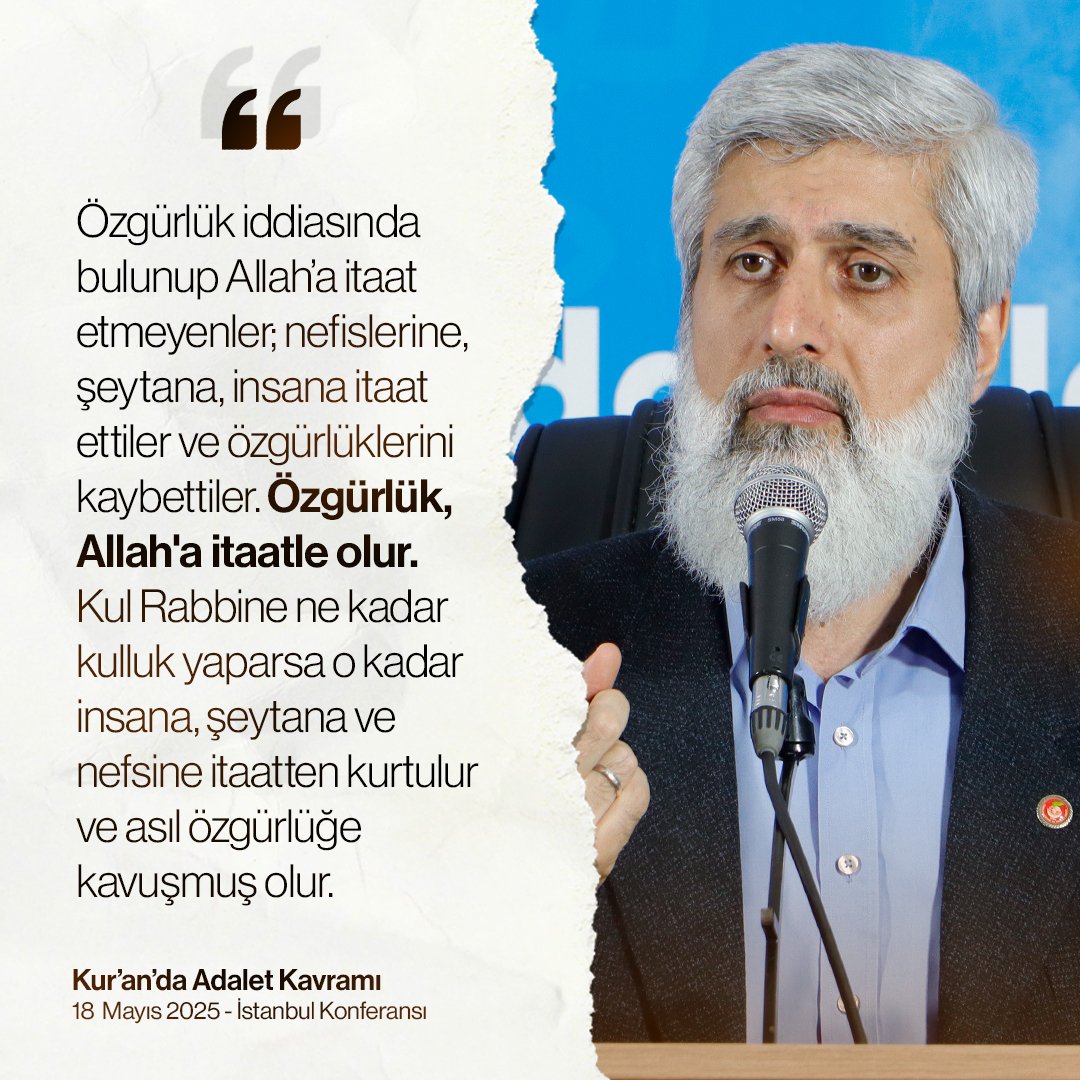 Özgürlük iddiasında bulunup Allah’a itaat etmeyenler; nefislerine, şeytana, insana itaat ettiler ve özgürlüklerini kaybettiler. Özgürlük, Allah'a itaatle olur. Kul Rabbine ne kadar kulluk yaparsa o kadar insana, şeytana ve nefsine itaatten kurtulur ve asıl özgürlüğe kavuşmuş