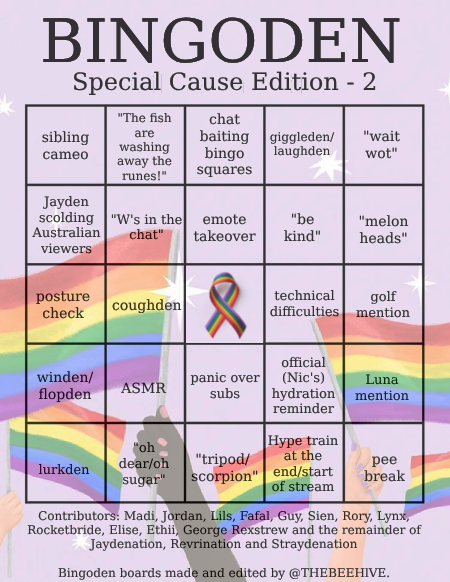 THEBEEHlVE's tweet photo. And of course, this entire thing wouldn't be complete without some bingoden boards, right?
Just like last time, feel free to pick from 4 boards and donate to the charity of your choice.
Charity 1 - https://t.co/KQEB29T1hF
Charity 2 - https://t.co/tvfOrqfhlh https://t.co/5qspmgDZVq