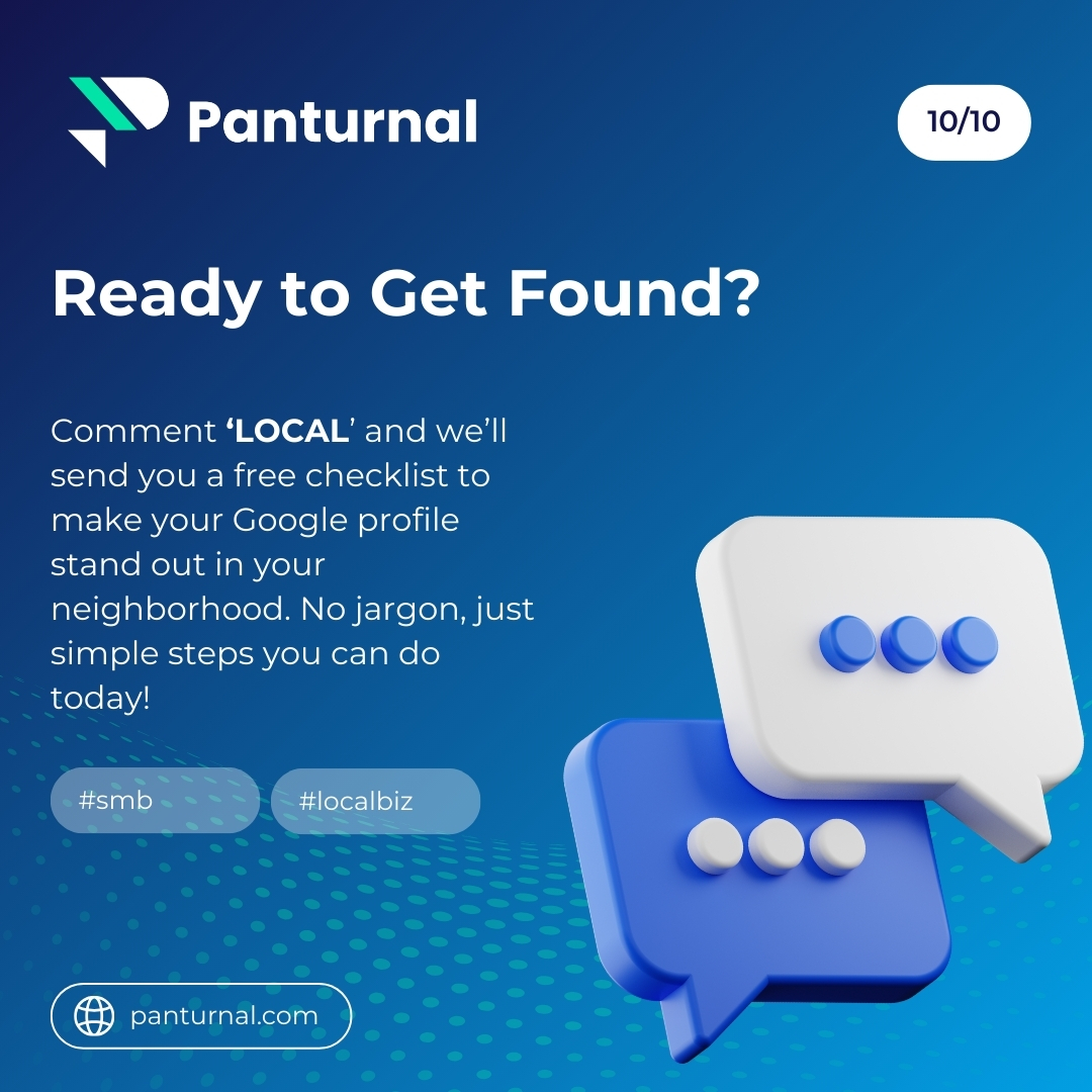 panturnal's tweet image. 10/10 Try this 15-minute update today and watch your local visibility grow. Your small business CAN compete with the big chains in local search.

DM &quot;LOCAL&quot; for our free step-by-step checklist!
#LocalSEO #SmallBusiness #GoogleMyBusiness