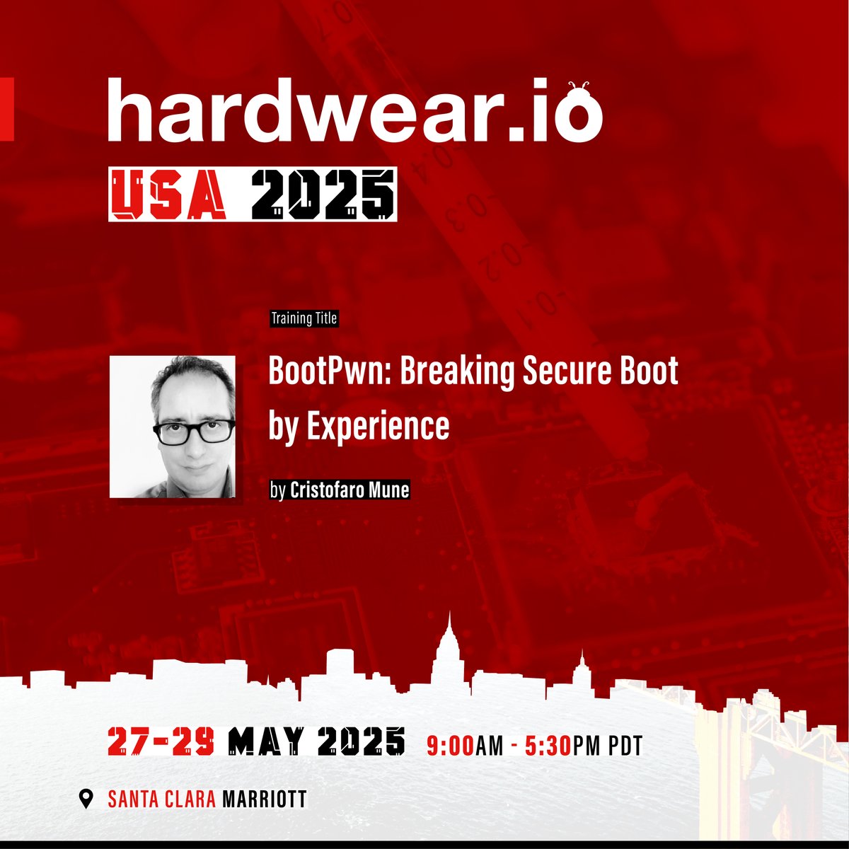 hardwear_io's tweet photo. Break into Secure Boot (So Others Can’t)😎

#SecureBoot is meant to protect devices at their core—but what happens when it doesn’t?

Join @pulsoid at #hw_ioUSA2025 to exploit Secure Boot flaws through hands-on CTF challenges &amp; emulated devices

👉https://t.co/ZB0G3jhXND

#BootPwn https://t.co/ZJBaCdUMCS