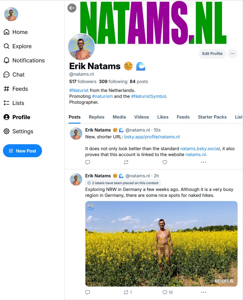 I am quiet here. But not on Bluesky. Please follow me on bsky.app/profile/natams…. #naturist