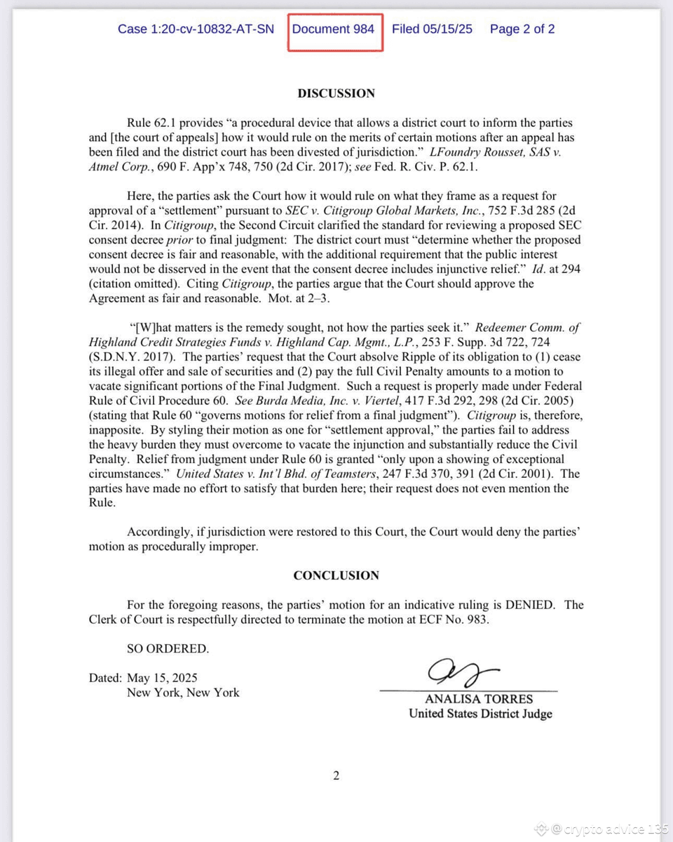 tva_ofc's tweet photo. 📢 BREAKING NEWS 🗞️: 
The next and final SEC document has the number “985”
Coincidence? 
I don’t think so! 589 is real… 🔥$XRP 
guys like and follow for more update and comment your thoughts 👇
$XRP https://t.co/h52KZx6P7D