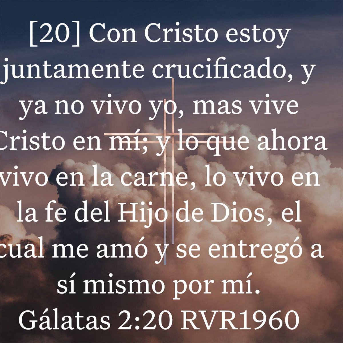 iidalina's tweet photo. Gálatas 2:20 RVR1960
[20] Con Cristo estoy juntamente crucificado, y ya no vivo yo, mas vive Cristo en mí; y lo que ahora vivo en la carne, lo vivo en la fe del Hijo de Dios, el cual me amó y se entregó a sí mismo por mí. 

https://t.co/38zT47lTtc https://t.co/TPbN6Od29A