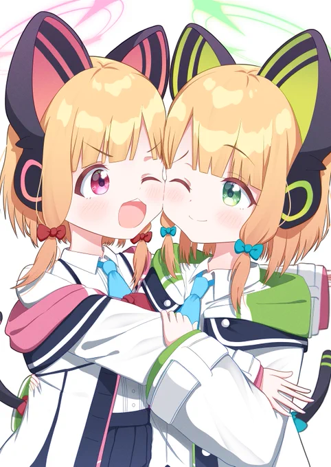 "ぎゅ～っ!"#ブルアカ #モモイ #ミドリ 