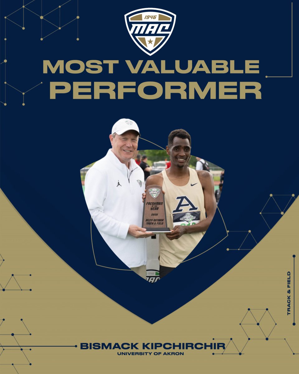 MACtion (@macsports) on Twitter photo Akron's Bismack Kipchirchir is your 2025 MAC MVP and Freshman Track Performer of the Year after a win in the steeplechase and second place finish in the 1500m!
<a href="/ZipsTFCC/">Akron Zips Track/CC</a> | #MACtion Akron's Bismack Kipchirchir is your 2025 MAC MVP and Freshman Track Performer of the Year after a win in the steeplechase and second place finish in the 1500m!
<a href="/ZipsTFCC/">Akron Zips Track/CC</a> | #MACtion