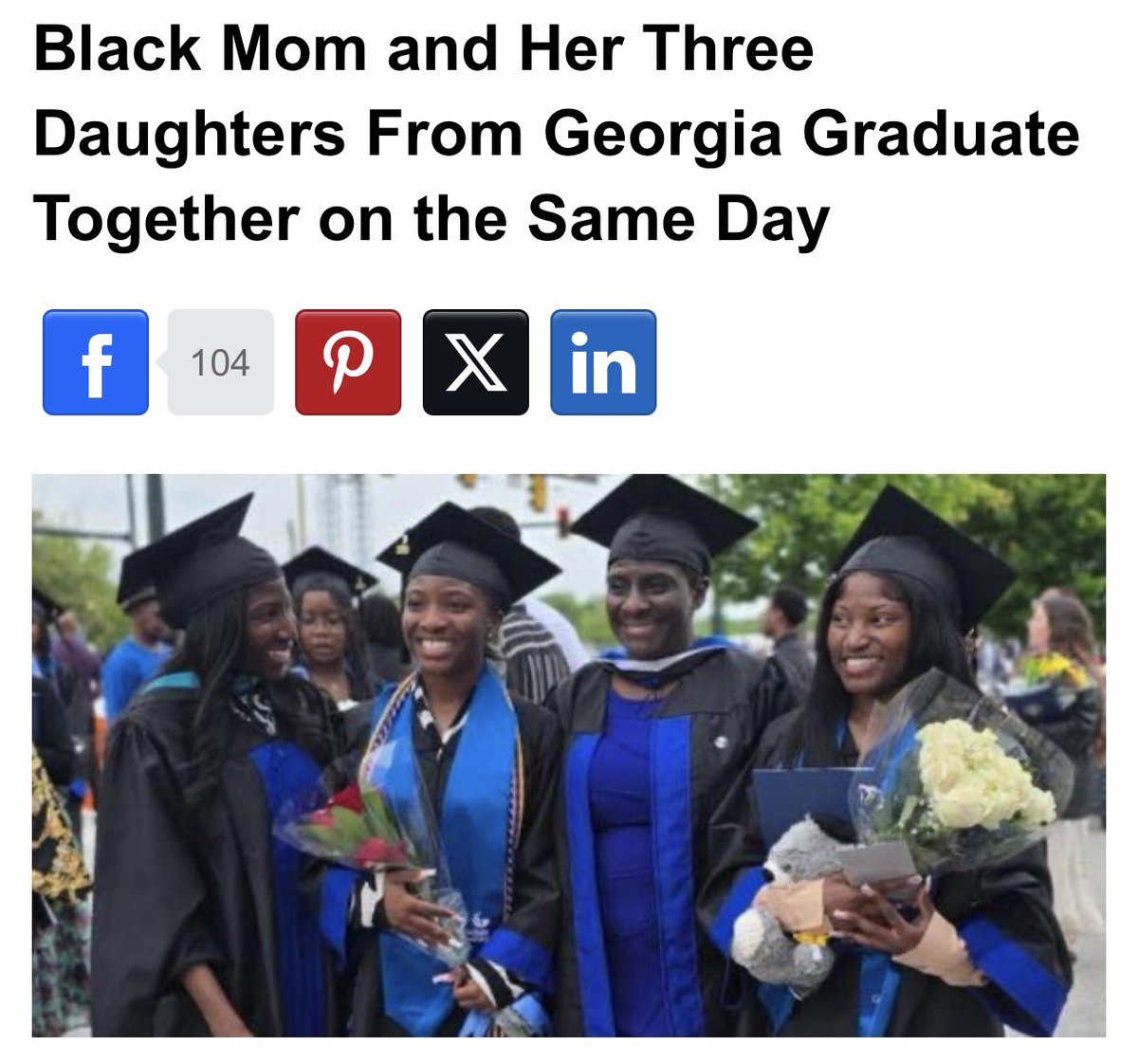 Quila Lee, her oldest daughter Rakiya, and twins Kamiya and Kalaya all graduated together on May 7th from Georgia State University. The family received their bachelor’s and master’s degrees at the same ceremony at the Georgia State Convocation Center.

The Lee family is