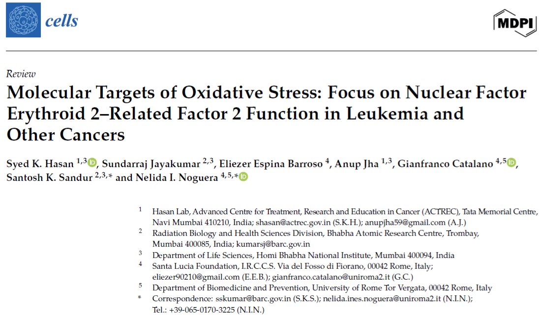 Anupjha59's tweet photo. Happy to share the newly published review article from our lab, wherein we discuss about NRF2 regulated oxidative stress in cancer. Immensely thankful to all the collaborators and my guide @SyedKHasan1 Sir for giving me this wonderful opportunity.
Link:
https://t.co/g0JEQkcuJh https://t.co/slHvly8UdM