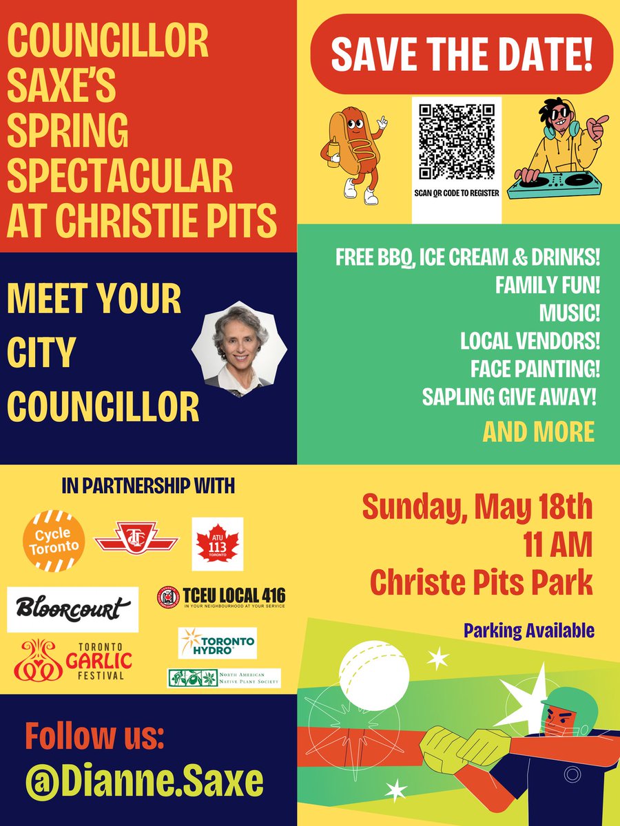 DianneSaxe's tweet photo. Head to Christie Pits today from 11am-3pm - Free food! Ice cream! Music and local vendors!

 #explorebloorannex #Bloorcourt #BYTime #ChinatownTO #CollegePromenade #HarbordVillage #TOLittleItaly #mirvishvillage #openstreetsto #markhamstreet #RosedalemainStr #TrinityBellwood #YongeStClair #Toronto #communitybenefits #seatonvillage #Toronto #Unirose #CityOfTO #torontoontario #ConnectedCommunity #spring #springspectacular #christiepits #TOpoli #exploreannex