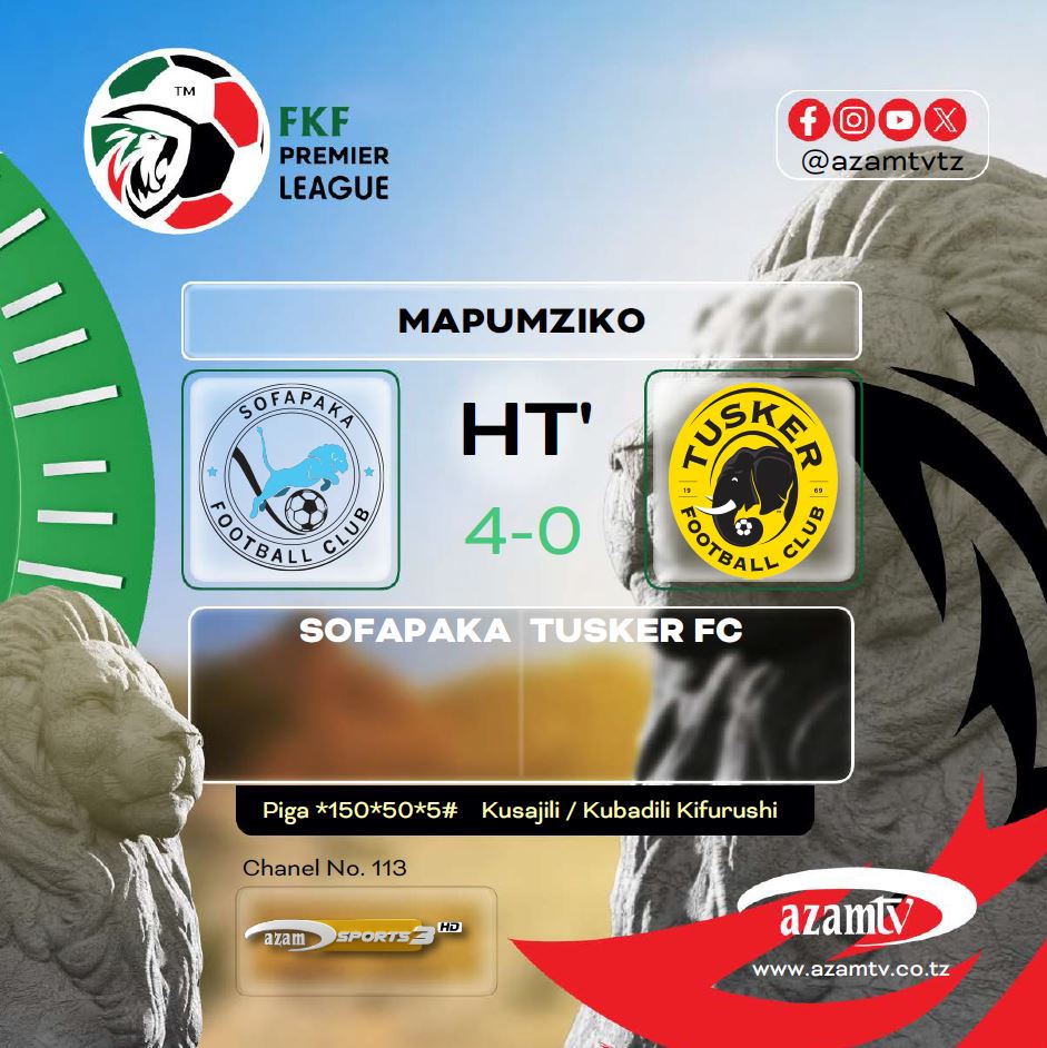azamtvtz's tweet photo. #FKFPL  Tusker wamegongwa nne kipindi cha kwanza… Je, kipindi cha pili itakuwaje?

HT: Sofapaka 4-0 Tusker FC

85’: Bandari FC 0-0 AFC Leopards

LIVE #AzamSports3HD na #AzamSports4HD

#FKFPremierLeague #FKFPLUpdates #FKFPL #LigiKuuKenya #SofapakaFC #TuskerFC #BandariFC #AFCLeopards