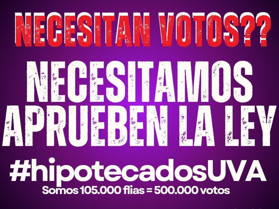 <a href="/SenadoArgentina/">Senado Argentina</a> <a href="/hipotecadosuva/">@HipotecadosUVANacional</a> pedimos coherencia <a href="/SenadoArgentina/">Senado Argentina</a> <a href="/Senadores_UxP/">Senadores de UxP</a> <a href="/ucrsenado/">Bloque UCR Senado</a> SESIONEN Y TRATEN EL PROYECTO🍇, MENOS PALABRAS Y MAS PATRIOTISMO <a href="/VickyVillarruel/">Victoria Villarruel</a> <a href="/ezeatauche/">Ezequiel Atauche</a> <a href="/AbdalaBartolome/">BartoloméAbdala</a> <a href="/Fernando_Salino/">Fernando Salino</a> <a href="/carolinalosada/">Carolina Losada</a> <a href="/alevigo/">Alejandra Vigo</a> <a href="/wadodecorrido/">Wado de Pedro 🇦🇷</a> <a href="/marianorecalde/">Mariano Recalde</a> <a href="/ditulliojuli/">Juliana di Tullio</a>