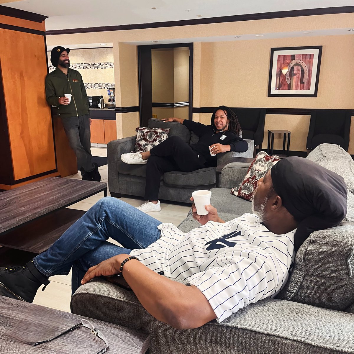 Mighty Mystic (@mightymystic) on Twitter photo Conversation of the morning.. 💭
If lobby call is 9am then tell everyone 8am… Cause theres always one or two in the crew who are late as faux lol 😂 no names shall be named. (But u can tell by who’s not in the pic 😅)
See u tonight Chicago <a href="/wildharemusic/">Wild Hare Music Festival</a>
📸 @ghostfacehila Conversation of the morning.. 💭
If lobby call is 9am then tell everyone 8am… Cause theres always one or two in the crew who are late as faux lol 😂 no names shall be named. (But u can tell by who’s not in the pic 😅)
See u tonight Chicago <a href="/wildharemusic/">Wild Hare Music Festival</a>
📸 @ghostfacehila