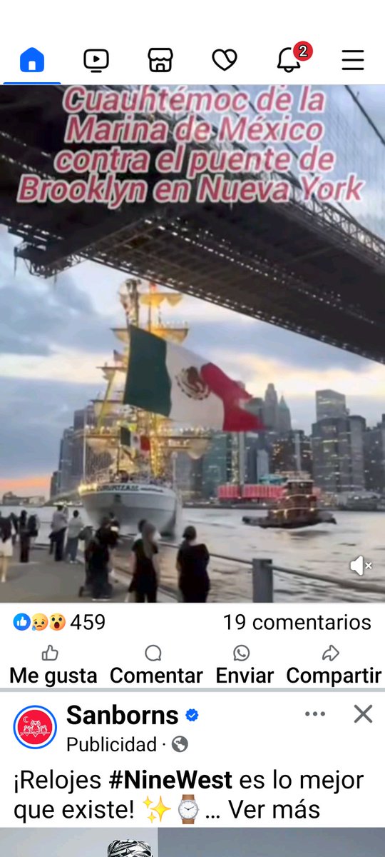 Choca el buque Cuahutemoc con el Brookling bridge en Nueva York cuando abren las compuertas de arriba y sube el nivel del agua bajo el puente además pasa un buque de lado