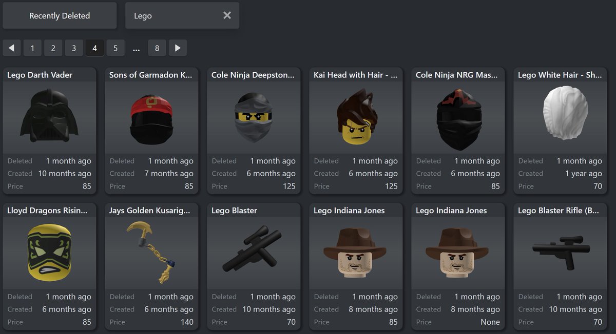 XenoSynthesis's tweet photo. I know #Bionicle fans are upset about the cancellation of the #MasksOfPower game, but I don't think they were the only target. In the past month Lego has issued DMCA takedowns on hundreds of Roblox assets based on their sets and themes. This includes avatar items and free models. https://t.co/1lbrsgQuWg