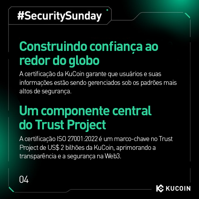 KuCoinPortugues's tweet photo. 🚨 #KuCoin conquista a certificação #ISO27001:2022 — Aprimorando a segurança na #Web3
Este marco aprimora a proteção de dados, fortalece a confiança global e apoia o #TrustProject de US$ 2 bilhões, impulsionando maior transparência e segurança em todo o ecossistema de #criptomoedas.
👉 Saiba mais: https://t.co/RT8NpZBrs8
Não tem conta na #KuCoin? Registre-se aqui 👉 https://t.co/fcJBfZNTay!