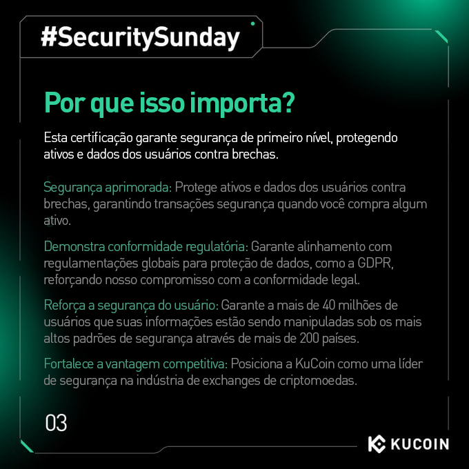 KuCoinPortugues's tweet photo. 🚨 #KuCoin conquista a certificação #ISO27001:2022 — Aprimorando a segurança na #Web3
Este marco aprimora a proteção de dados, fortalece a confiança global e apoia o #TrustProject de US$ 2 bilhões, impulsionando maior transparência e segurança em todo o ecossistema de #criptomoedas.
👉 Saiba mais: https://t.co/RT8NpZBrs8
Não tem conta na #KuCoin? Registre-se aqui 👉 https://t.co/fcJBfZNTay!
