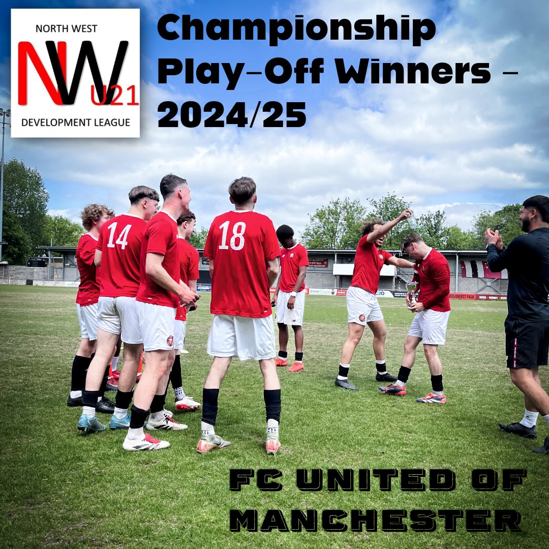 Congratulations to <a href="/FCUnitedMcr/">FC United of Manchester 🟥⬜⬛</a> U21’s who won 2-0 earlier against <a href="/OfficialKAFC/">Kidsgrove Athletic FC</a> U21’s in the Championship Play-Off Final.