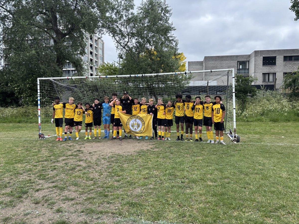 Massive well done to my Harrison and all his Cray Wanderers teammates on winning their cup final today.
2-0 and Harrison &amp; George scoring the goals.
What a young team.
Massive thank you to Ricky for all his hard work and dedication coaching/ managing these young boys.🏆👏👏💛🖤