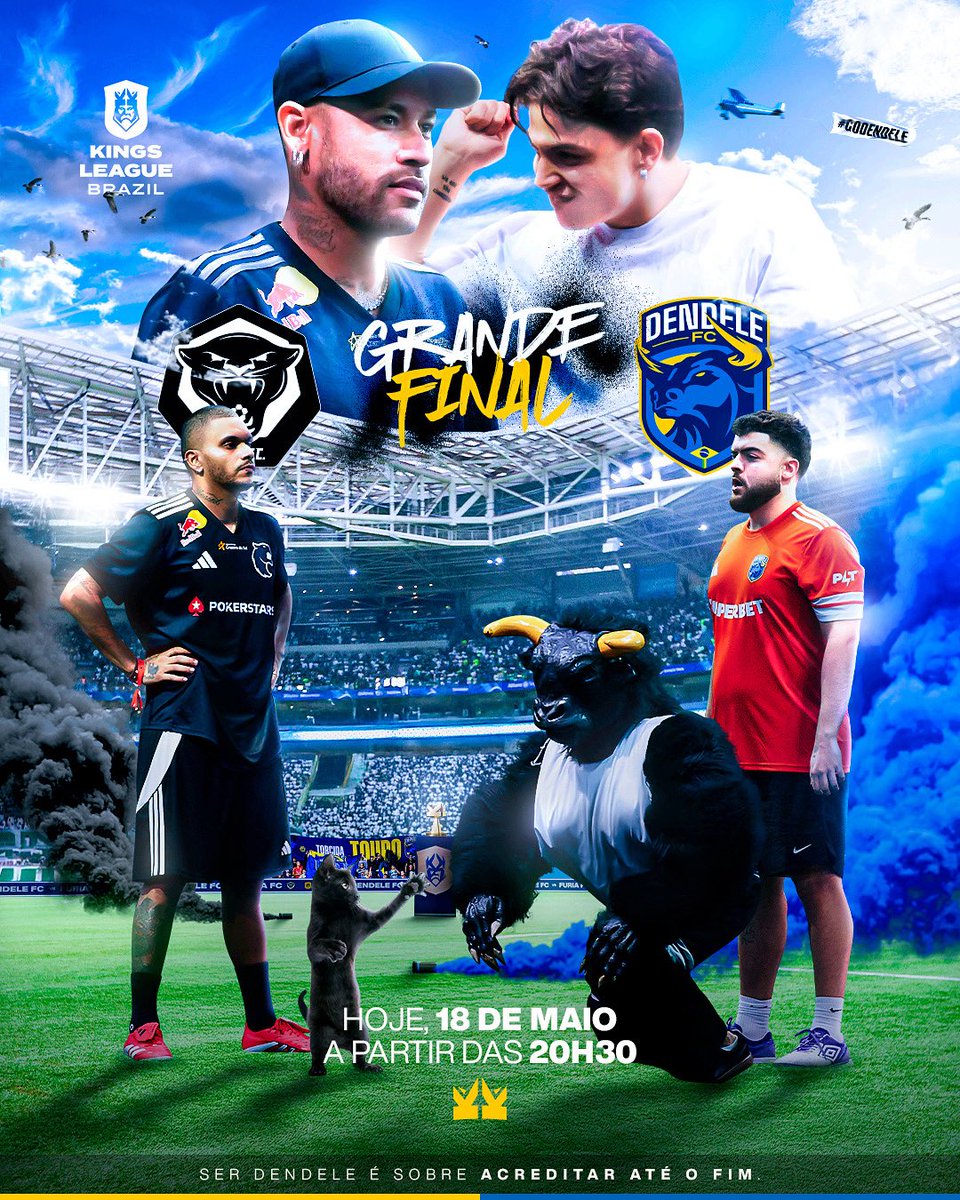 VAMOS BUSCAR A NOSSA GLÓRIA! 

Hoje é dia de entrar em campo e escrever mais um capítulo inesquecível da nossa história.

🆚 <a href="/FURIA/">FURIA</a> 
🏟️ Allianz Parque
⏰ 20:30
📺 Transmissão: <a href="/paulinhooloko_/">Paulinho o LOKO</a> e <a href="/lucasgagliasso/">Luqueta 🇵🇪</a> 
🏆 <a href="/Kings_LeagueBR/">Kings League Brazil</a> 

#DendeleFC #TouroLoko
