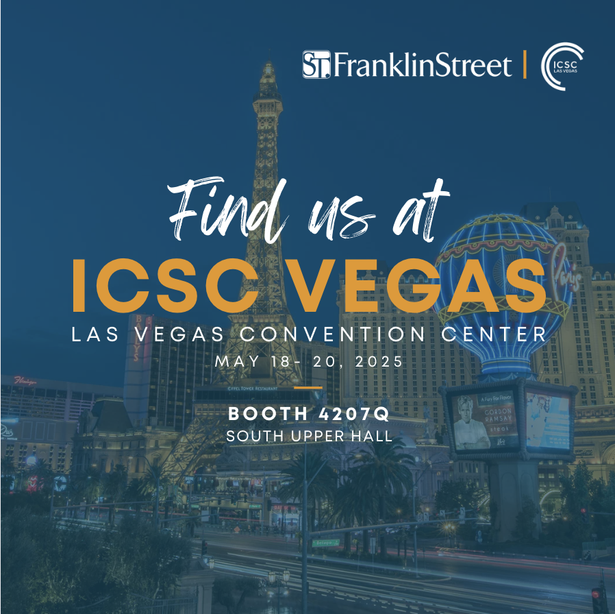 Viva Las Vegas 🎰 We’re here for #ICSC, and can’t wait to meet you! Swing by Booth #4207Q in the South Upper Hall to get to know Franklin Street, and grab some swag.