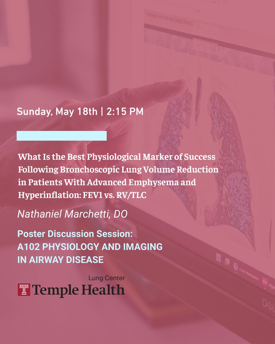 Dr. Nathaniel Marchetti at #ATS2025 2:15 PM today - He’ll explore which marker best measures success after bronchoscopic lung volume reduction: FEV1 or RV/TLC. Hear from a leader in the field!