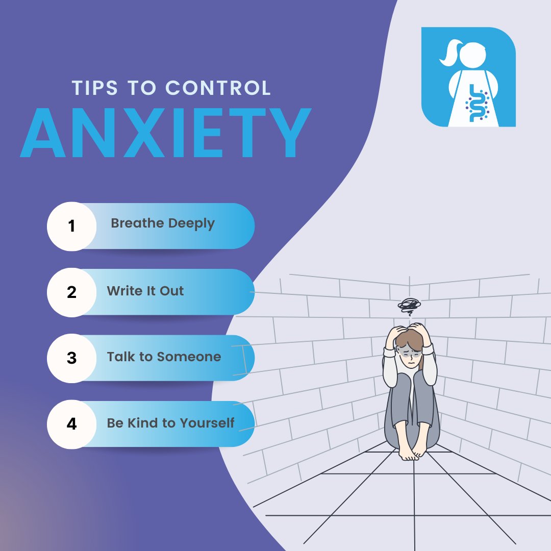 Mental Health Awareness Week: Tips for Anxiety

Feeling anxious? Try these simple tips:

breathe deeply, write it out (journaling can help clear your thoughts &amp; reduce stress, talk to someone, be kind to yourself (take it easy and practice self-compassion.)

You’ve got this! 💛