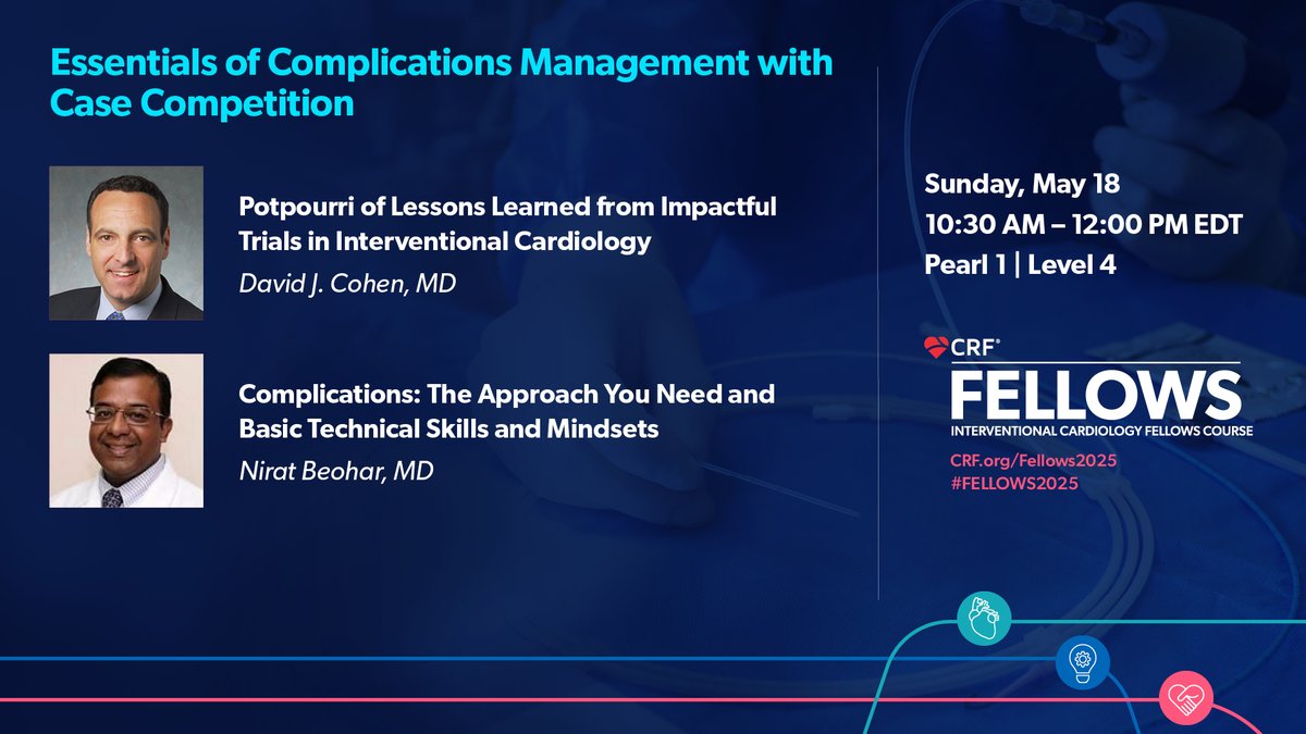 Cardiovascular Research Foundation (@crfheart) on Twitter photo ๐ Weโre closing out #Fellows2025 with a must-attend session on complications management! Real-world challenges, expert insights, and a high-stakes showdown to sharpen your skills. Donโt miss it!๐ฅ#CardioEd <a href="/djc795/">David J. Cohen, MD, MSc</a> @jaymathewsmd <a href="/sahilparikhmd/">Sahil A. Parikh, MD</a> <a href="/drmeghaprasad/">Megha Prasad MD MS</a> ๐ Weโre closing out #Fellows2025 with a must-attend session on complications management! Real-world challenges, expert insights, and a high-stakes showdown to sharpen your skills. Donโt miss it!๐ฅ#CardioEd <a href="/djc795/">David J. Cohen, MD, MSc</a> @jaymathewsmd <a href="/sahilparikhmd/">Sahil A. Parikh, MD</a> <a href="/drmeghaprasad/">Megha Prasad MD MS</a>
