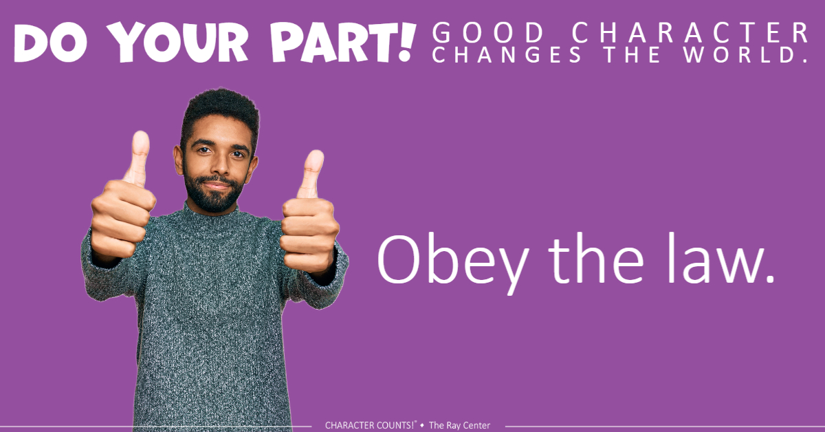 TheRayCenter's tweet image. Obeying the law brings out harmony in a community. #GoodCitizenship 💜⚖️ #CharacterCounts