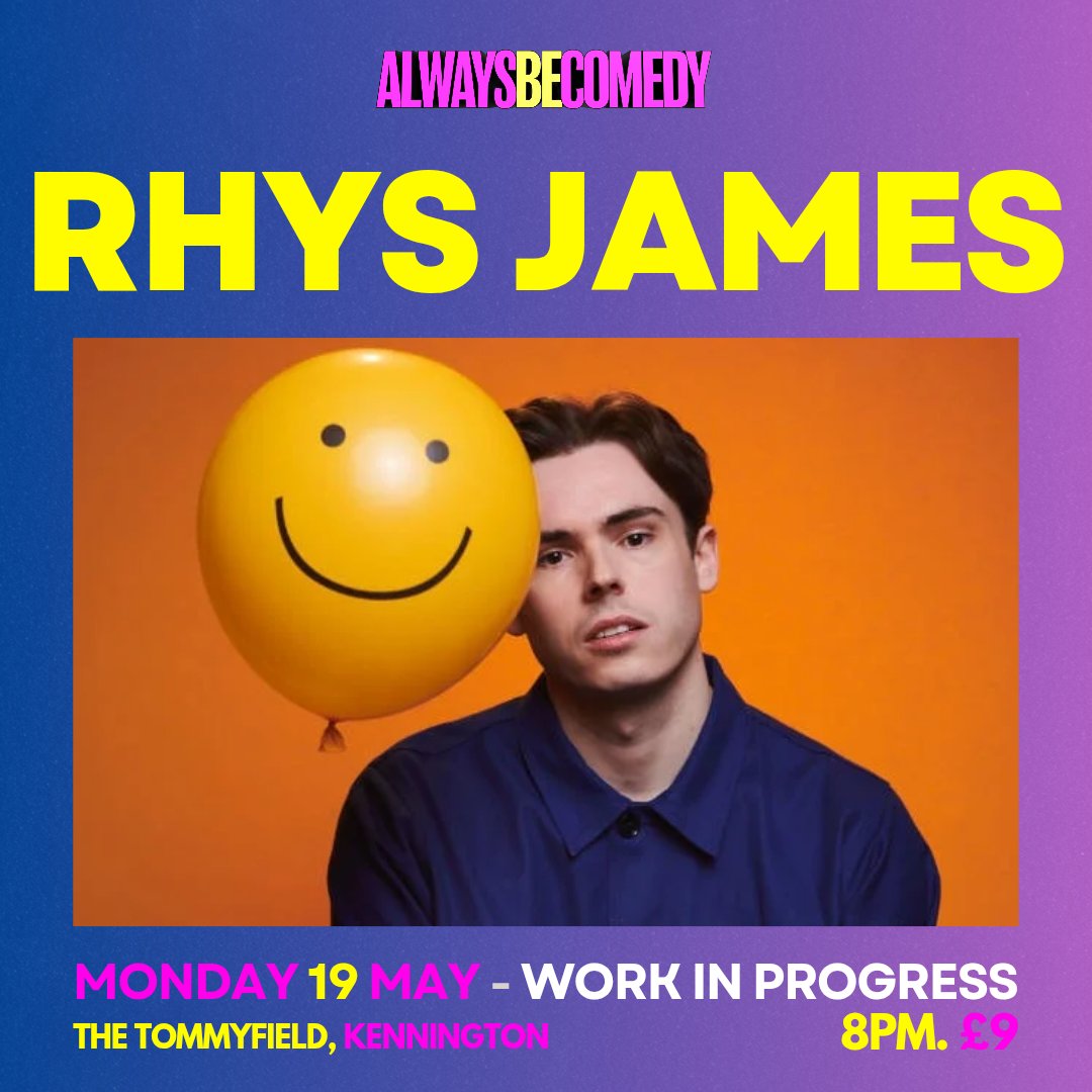 Always Be Comedy (@alwaysbecomedy) on Twitter photo We are back tomorrow (Monday). And it's a work in progress with an Always Be Comedy 🐐: super Rhys James. 8pm start. Always Be Comedy at The Tommyfield in Kennington. Tickets: alwaysbecomedy.com/tickets 🩷💛 (we love <a href="/rhysjamesy/">Rhys James</a>!) We are back tomorrow (Monday). And it's a work in progress with an Always Be Comedy 🐐: super Rhys James. 8pm start. Always Be Comedy at The Tommyfield in Kennington. Tickets: alwaysbecomedy.com/tickets 🩷💛 (we love <a href="/rhysjamesy/">Rhys James</a>!)