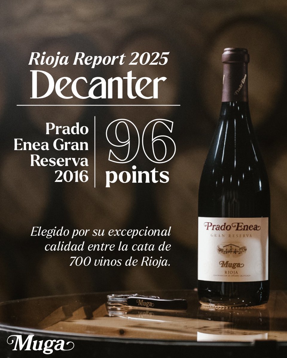 🍷🏆 𝐏𝐫𝐚𝐝𝐨 𝐄𝐧𝐞𝐚 𝐆𝐫𝐚𝐧 𝐑𝐞𝐬𝐞𝐫𝐯𝐚 𝟐𝟎𝟏𝟔 has been selected as one of the most outstanding wines in the 𝐑𝐢𝐨𝐣𝐚 𝐑𝐞𝐩𝐨𝐫𝐭 𝟐𝟎𝟐𝟓 of the prestigious publication <a href="/Decanter/">Decanter</a>. Thank you very much! 

#BodegasMuga