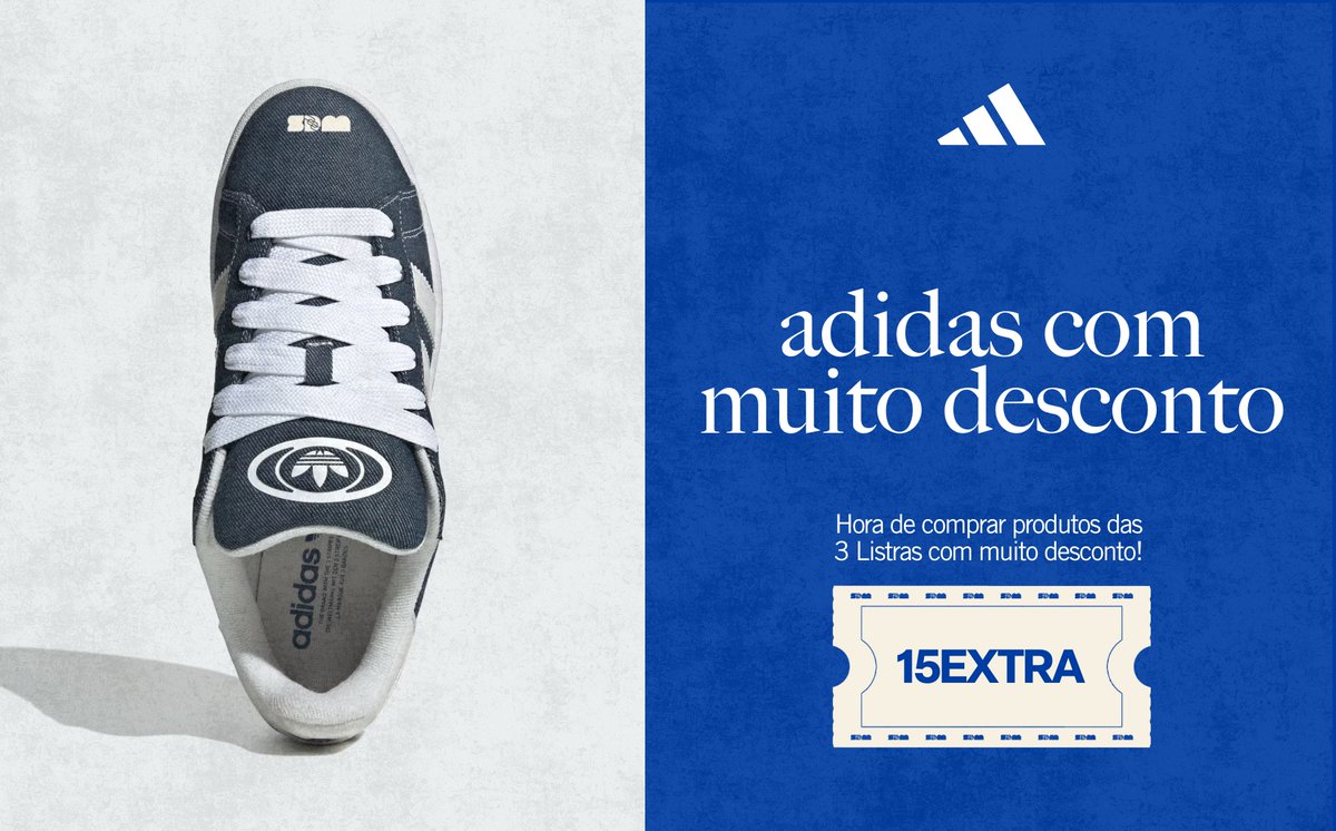 🚨 Super Promoções:
🔥 adidas com muito desconto. 

Mais de 2.500 produtos
Tênis, roupas, acessórios e mais...

Agora: sdmlinks.com/promo15a