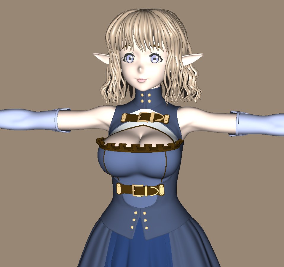 Me_hitudi's tweet image. wip タヌキ顔で胸が大きいエルフさん #Cheetah3D