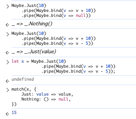 _midoliy_'s tweet photo. JavaScript で Maybe モナド的なものが実装できた〜 https://t.co/jB5DAyULSt