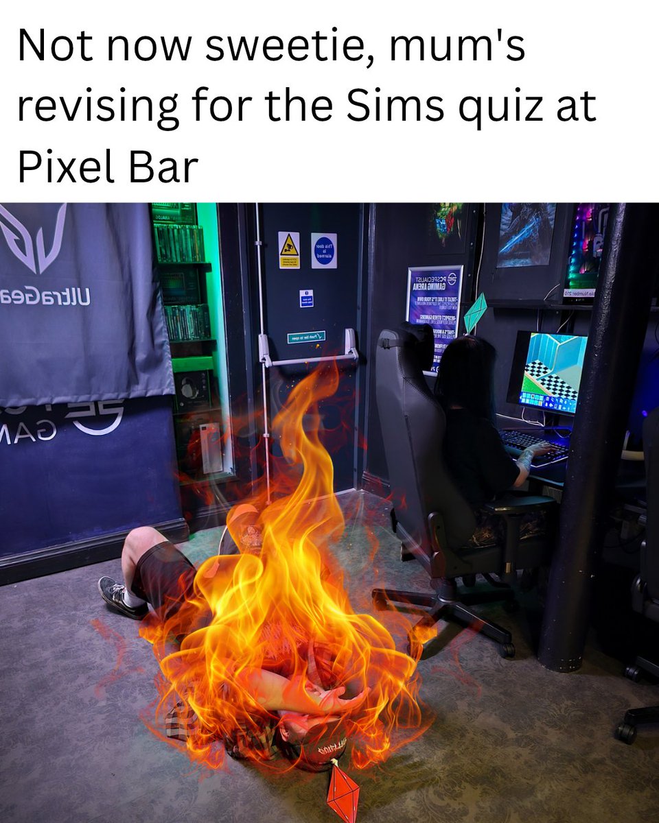 Sul sul! Just 3 days till our first ever Sims Quiz at Pixel Bar Manchester! 🥳👾

We've got a couple of tables left, so head to our website or drop us a DM to get booked in! 🤓