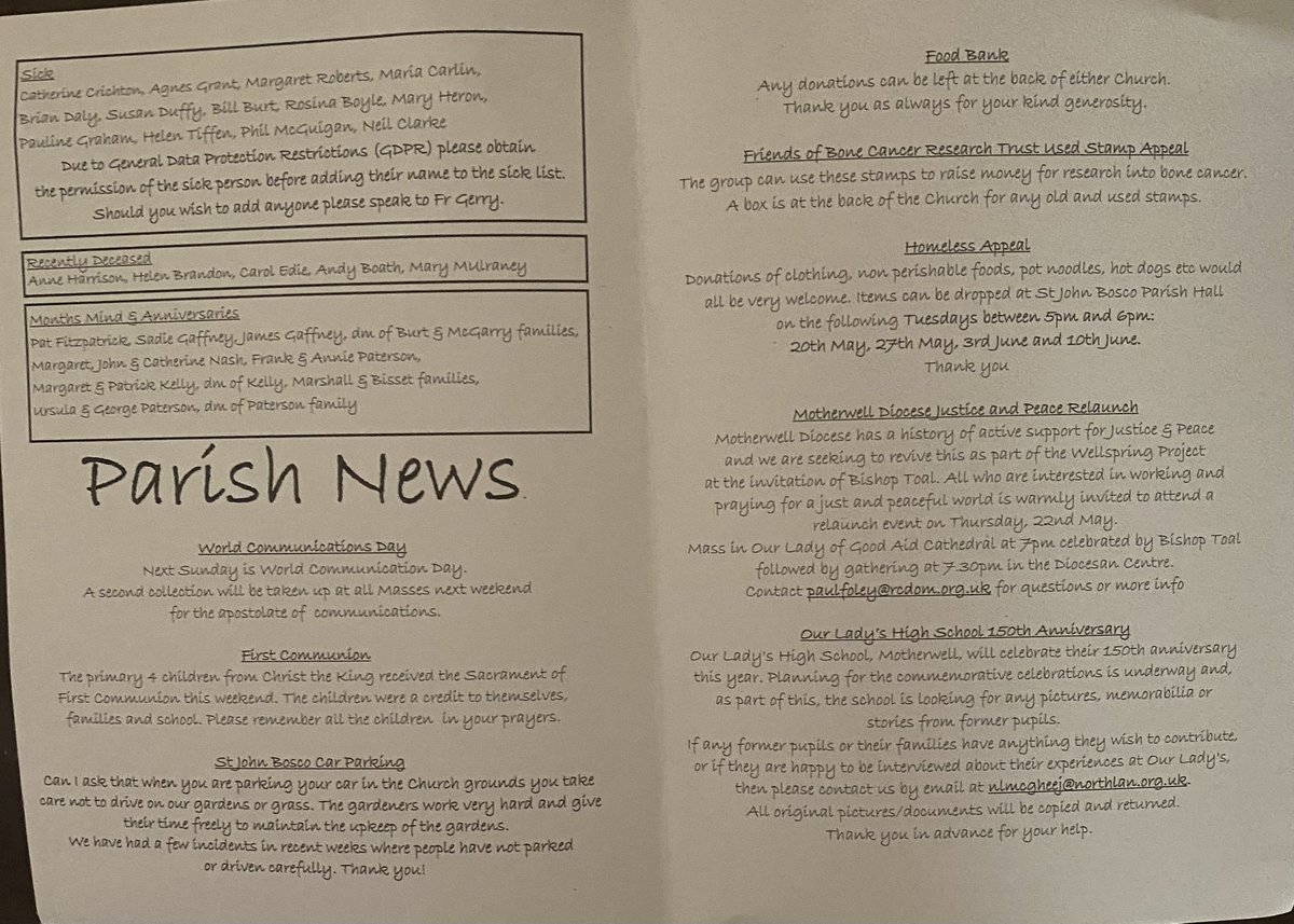 This week’s bulletin