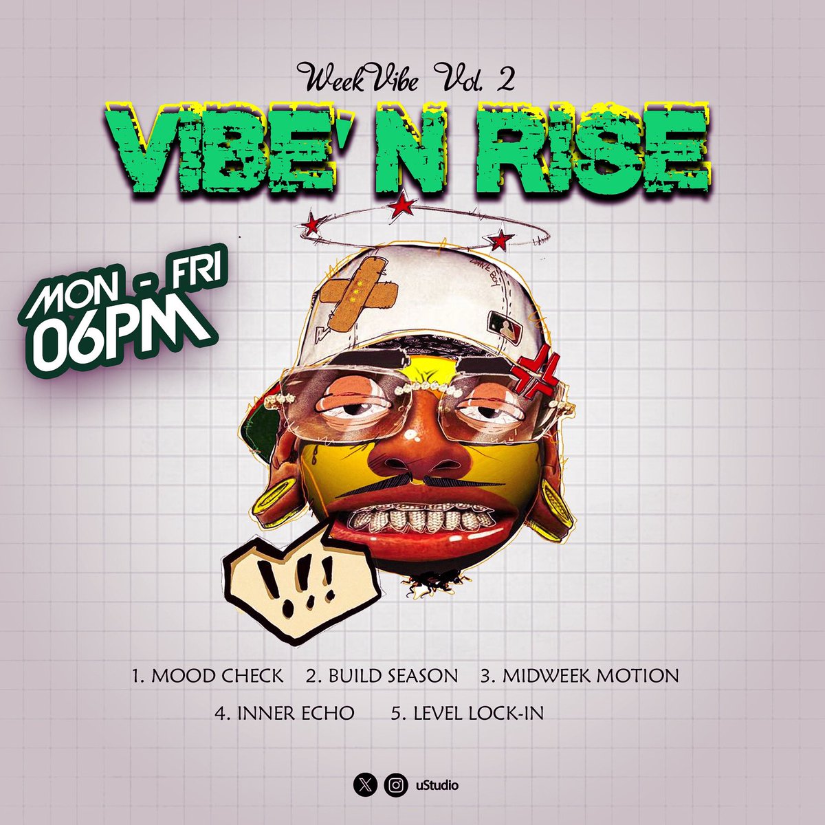 urbanEra00's tweet photo. The vibe’s getting an upgrade.
Next week, we’re not just scrolling, we’re growing.
*WeekVibe Vol. 2: Vibe 'n Rise*
Dropping Monday to Friday at 6PM.
Energy. Focus. Momentum. Purpose. Power.
You ready?
#VibeNRise #WeekVibeVol2 #CreativeGrowth #uStudioVibes https://t.co/K0vgM43dBo