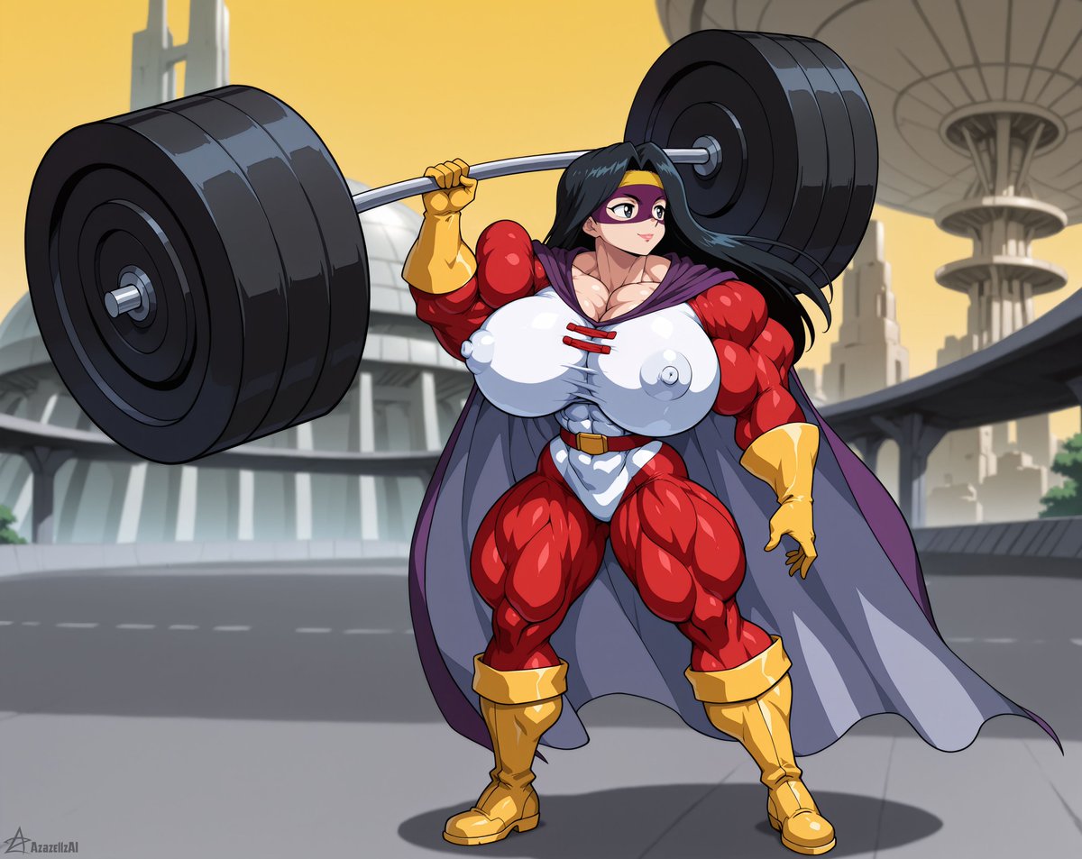 Female Superhero from the `Darkwing Duck` series.
Although in the original scene she was lifting a different object...

Commission for Anonymous.

#muscularfemale #musclegirl #ai_assisted