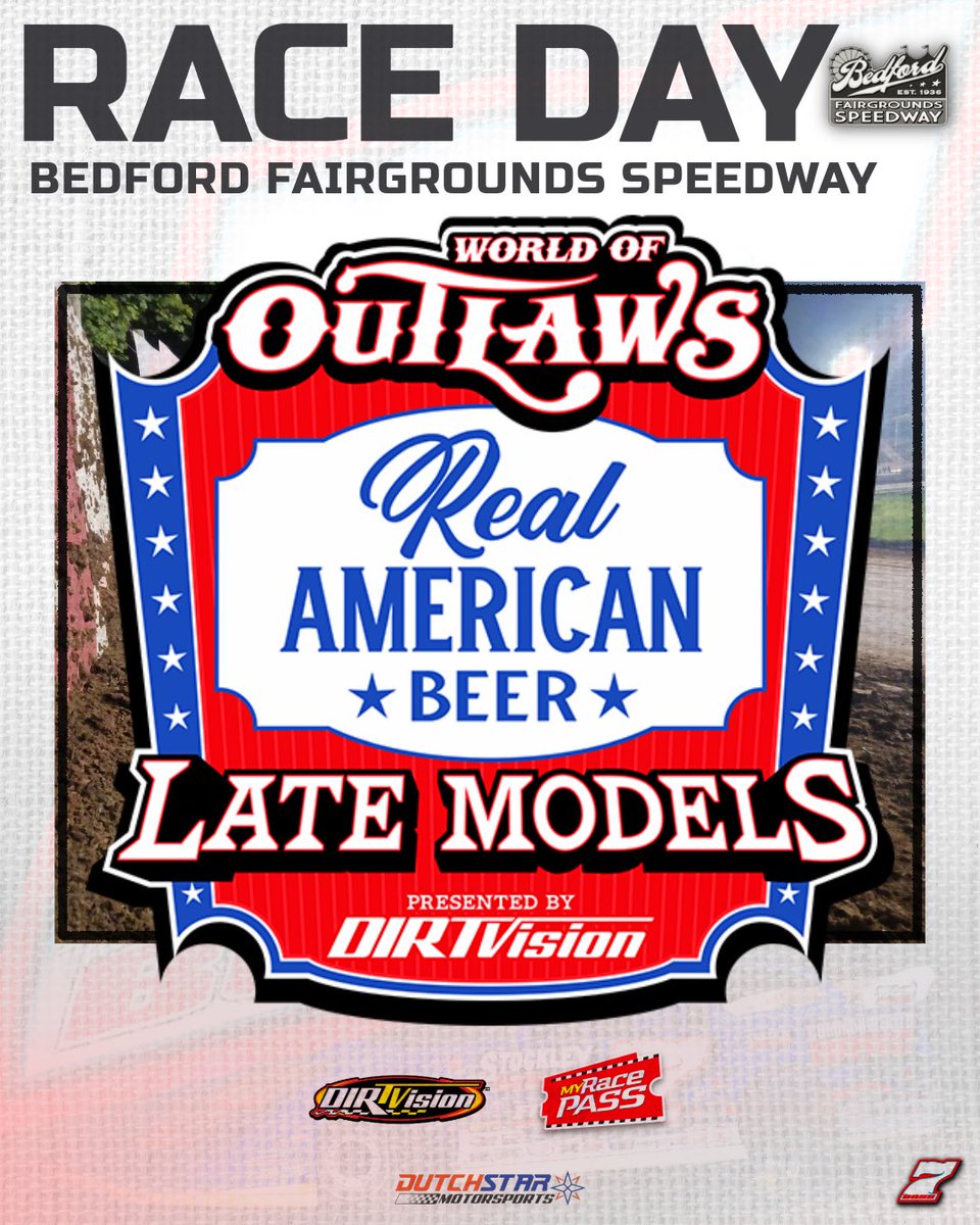 RossRobinsonRacing (@rracing7) on Twitter photo ๐ฅItโs a $20,000 <a href="/WoOLateModels/">World of Outlaws Late Models</a> Race Day at Bedford Speedway!
โฑGates 4:00, Warmups 7:00, Racing 7:30
๐บ <a href="/dirtvision/">DIRTVision</a>
๐ฑ <a href="/MyRacePass/">MyRacePass</a> ๐ฅItโs a $20,000 <a href="/WoOLateModels/">World of Outlaws Late Models</a> Race Day at Bedford Speedway!
โฑGates 4:00, Warmups 7:00, Racing 7:30
๐บ <a href="/dirtvision/">DIRTVision</a>
๐ฑ <a href="/MyRacePass/">MyRacePass</a>