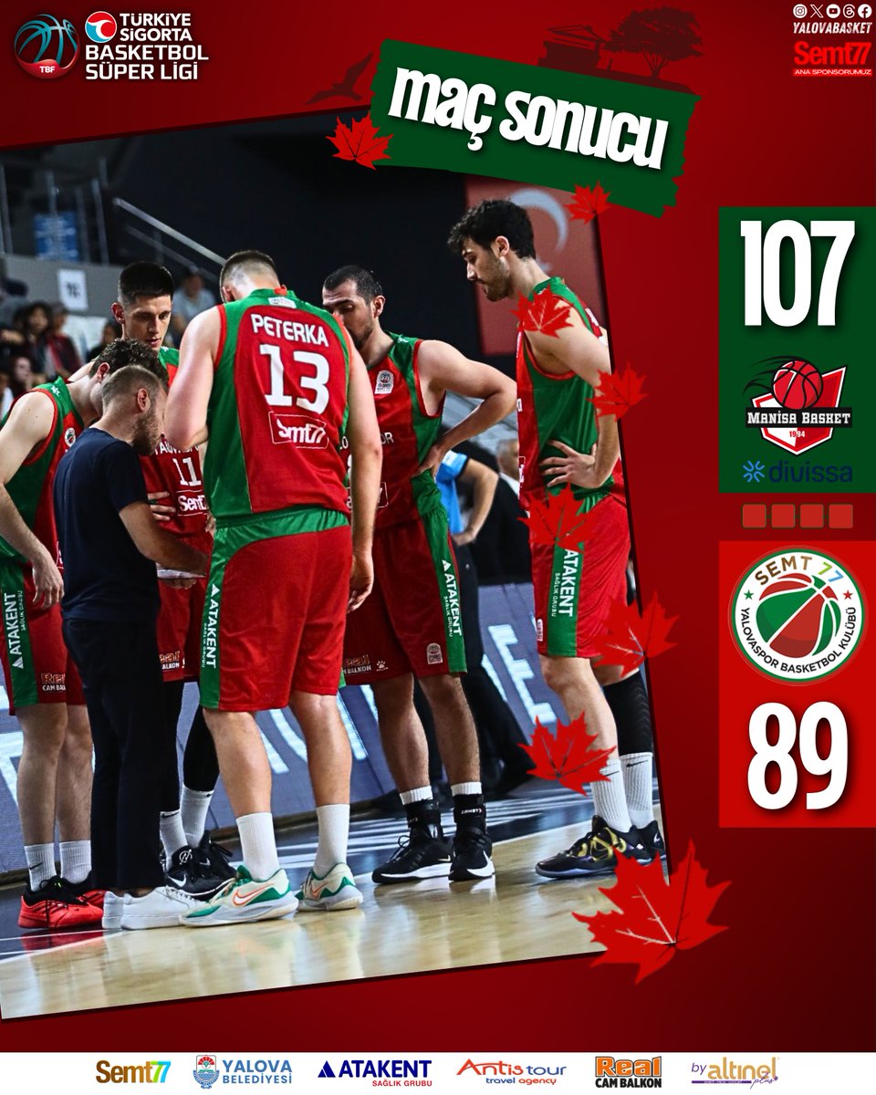 Semt77 Yalovaspor Basketbol (@yalovabasket) on Twitter photo 🏀 <a href="/basketsuperligi/">Türkiye Sigorta Basketbol Süper Ligi</a> Asım Pars Sezonu 30. Hafta
Maç Sonucu | Manisa Basket Divissa 107-89 Semt77 Yalovaspor
▶ Martin Krampelj 29 sayı
▶ Yiğit Onan 15 sayı
▶ Martin Peterka 15 sayı
▶ Kadir Bayram 9 sayı
▶ Melih Kapucu 7 sayı
▶ Boran Güler 7 sayı
▶ Ege Özçelik 5 sayı
▶ 🏀 <a href="/basketsuperligi/">Türkiye Sigorta Basketbol Süper Ligi</a> Asım Pars Sezonu 30. Hafta
Maç Sonucu | Manisa Basket Divissa 107-89 Semt77 Yalovaspor
▶ Martin Krampelj 29 sayı
▶ Yiğit Onan 15 sayı
▶ Martin Peterka 15 sayı
▶ Kadir Bayram 9 sayı
▶ Melih Kapucu 7 sayı
▶ Boran Güler 7 sayı
▶ Ege Özçelik 5 sayı
▶