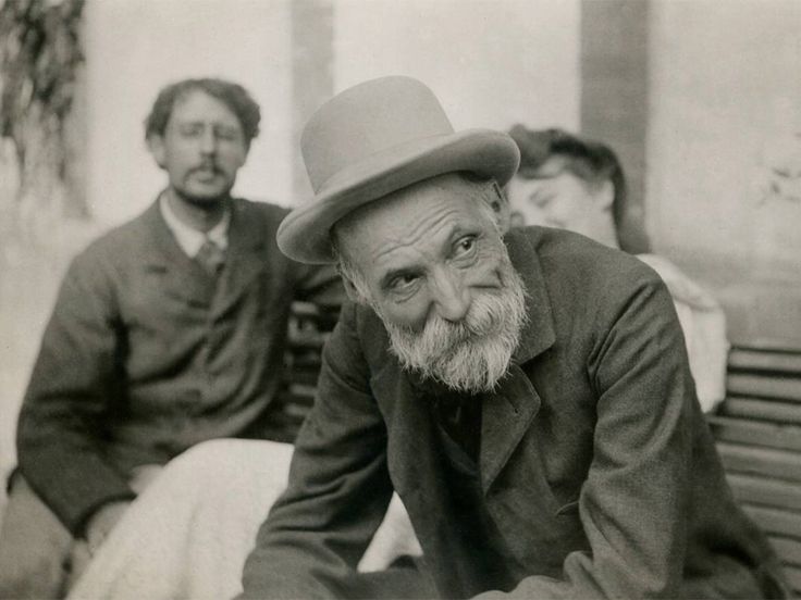 August Renoir, Pierre Bonnard and Misia Natanson, later famous as Misia Sert, photographed by Alfred Natanson at the funeral of poet Stéphane Mallarmé, 1898.
