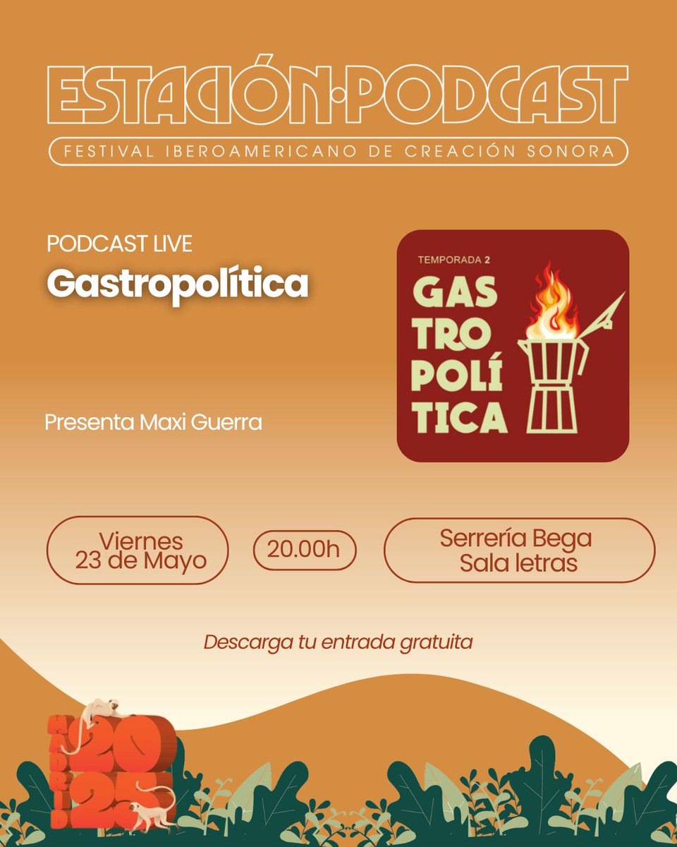 🎫 Están disponibles las entradas para el primer show de Gastropolítica en Madrid
🚀 Se descargan gratuitamente en el sitio de <a href="/PodcastEstacion/">Estacion Podcast</a> 
📌 Viernes 23, 20 horas | Serrería Belga. Calle de la Alameda, 15