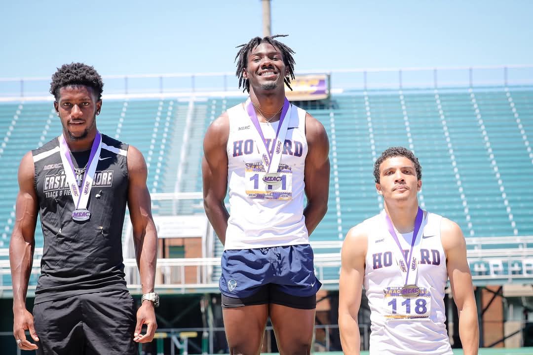 UMESHawkTFXC's tweet image. HAWKS AT THE MEAC CHAMPIONSHIPS
UMES Medalists:
Delano Lawrence | 🥇 | Discus | 52.61m
Yourie Lawrence-Clark | 🥈 | 110H | 13.76 (PR)
Fidelis Osunkwo | 🥈 | 800m | 1:53.38
Tyrese Golston, Andie Kollie, Caleb Goslee, Kennis Welch | 🥈 | 4 x 100m Relay | 40.20