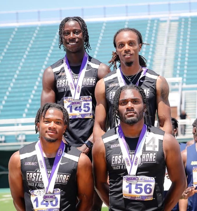 UMESHawkTFXC's tweet image. HAWKS AT THE MEAC CHAMPIONSHIPS
UMES Medalists:
Delano Lawrence | 🥇 | Discus | 52.61m
Yourie Lawrence-Clark | 🥈 | 110H | 13.76 (PR)
Fidelis Osunkwo | 🥈 | 800m | 1:53.38
Tyrese Golston, Andie Kollie, Caleb Goslee, Kennis Welch | 🥈 | 4 x 100m Relay | 40.20