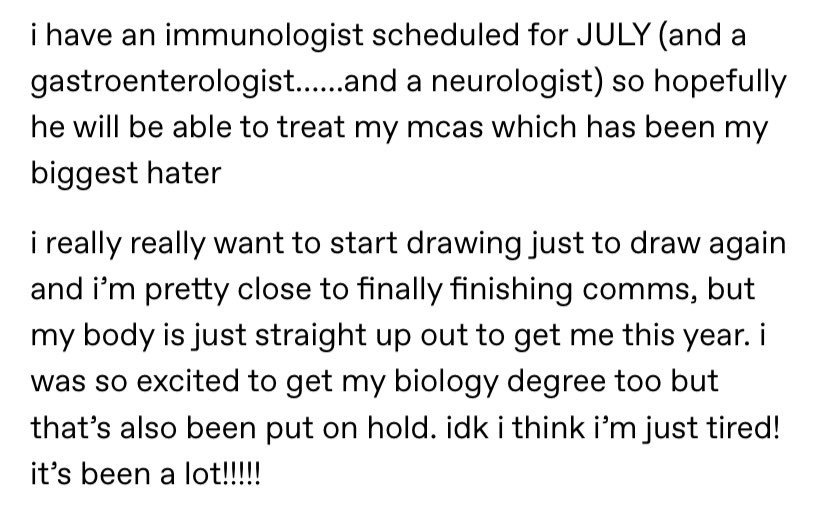 an update on what’s been happening this year! costochondritis when i catch u…